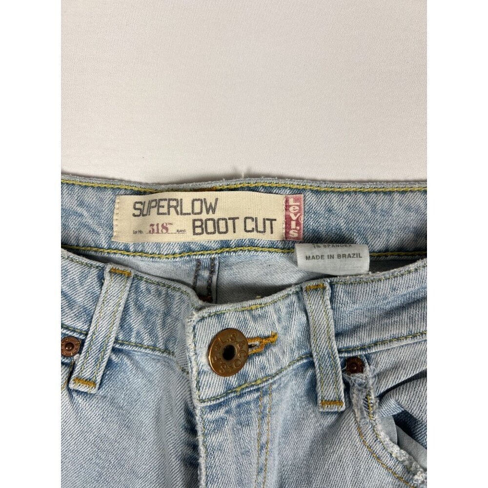 Levi's 518 Superlow Bootcut Jeans Juniors 7M Light Wash Stretch Blue Denim - Picture 3 of 10